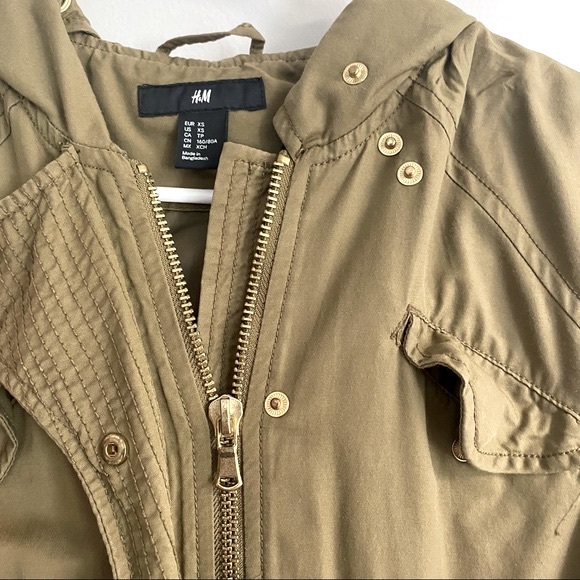 H&M Green Army Hooded Utility Jacket - Picture 6 of 6